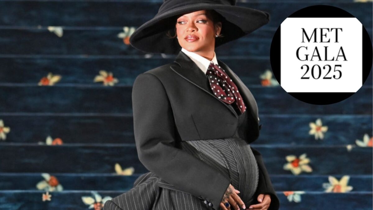Rihanna, enceinte de son troisième enfant lors du Met Gala 2025.